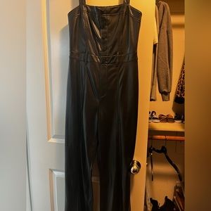 Vegan leather wife leg jumpsuit